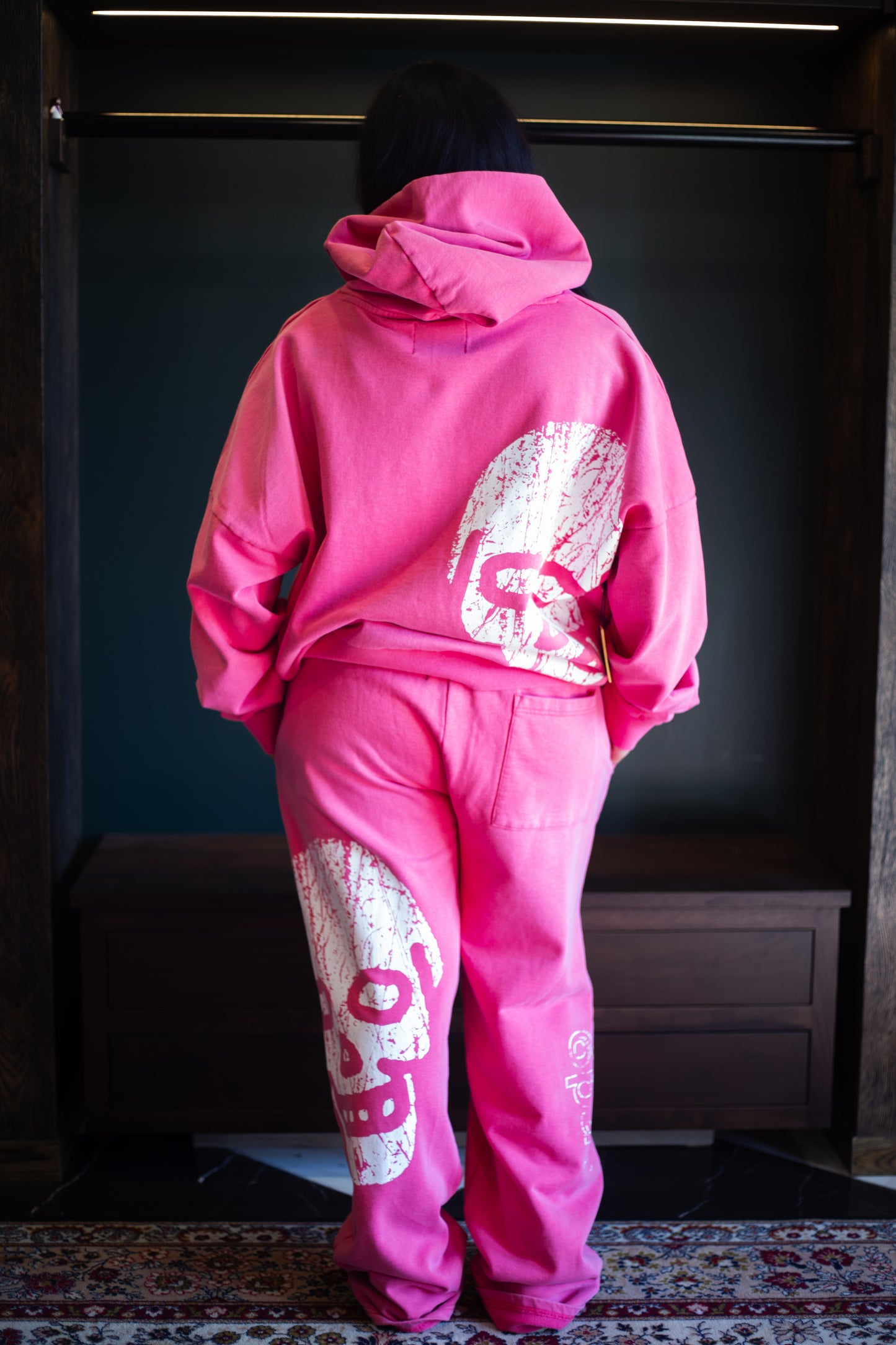 Cousin Orthodox Cross Skull Hoodie Washed Pink