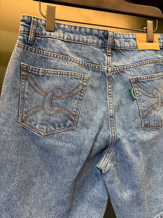 Stone Wash Denim Shorts