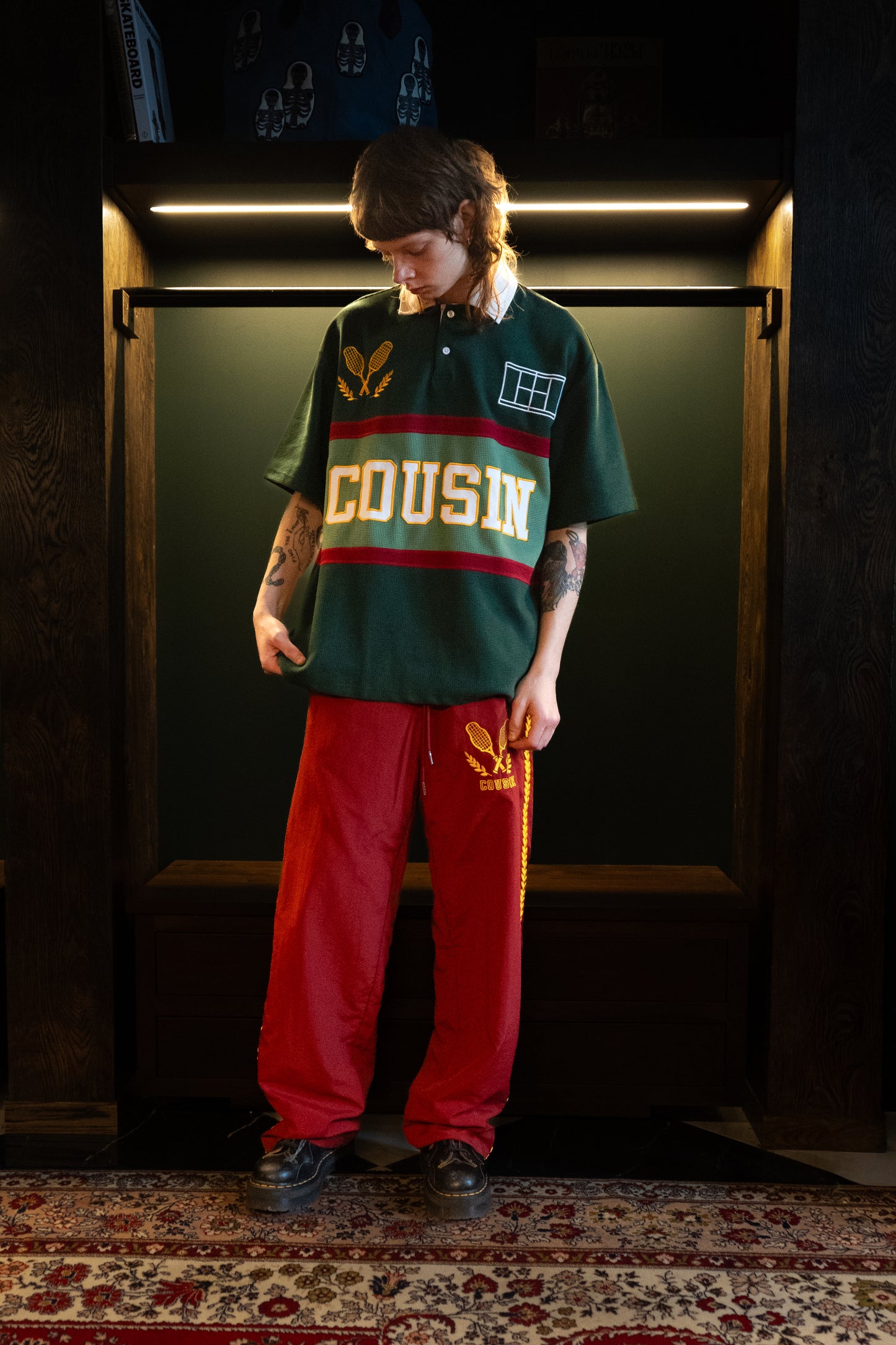 Cousin Tennis Racquet Club Nylon Pants Maroon