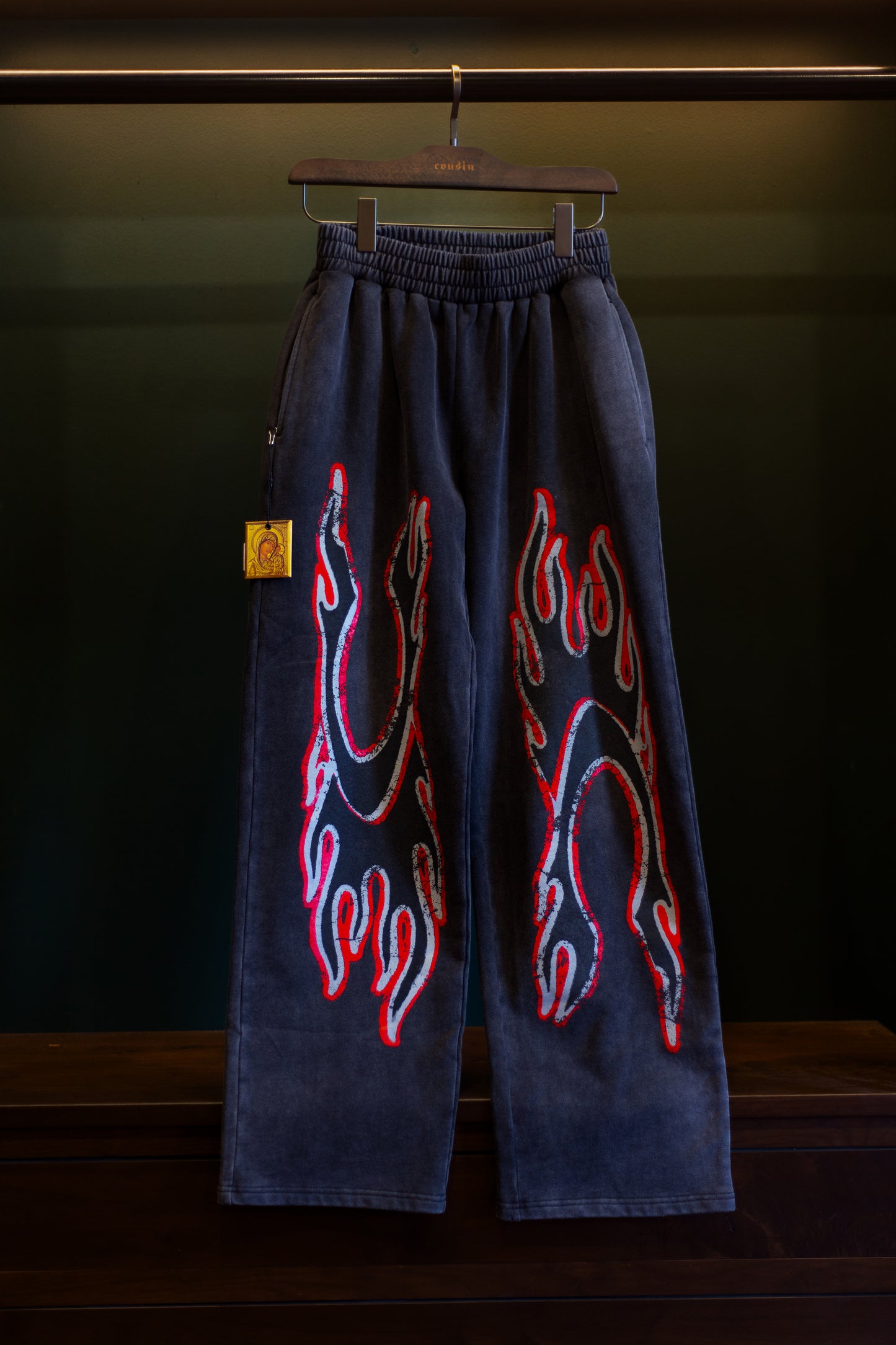 Cousin C Flame Sweats Washed Black