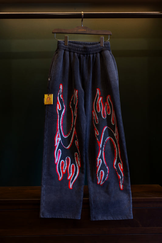 Cousin C Flame Sweats Washed Black