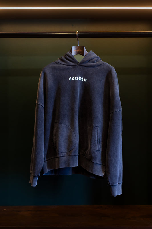 Cousin Essential Center Logo Hoodie Washed Black