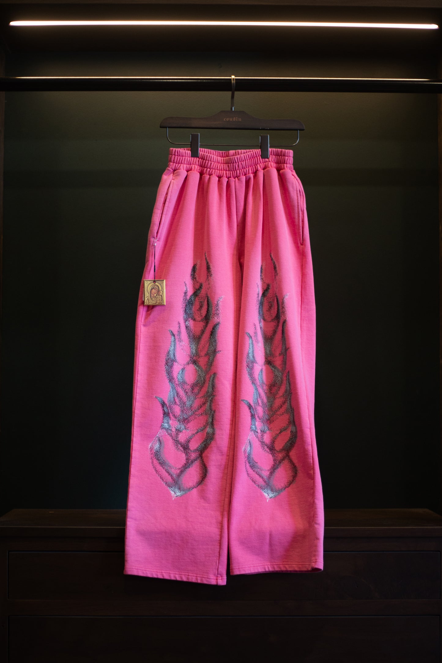 Cousin Tri Color Flame Sweats Washed Pink