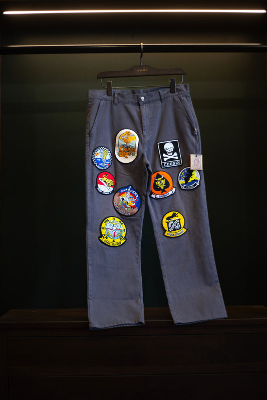 Cousin Twill Army Patchwork Cropped Mechanic Pants
