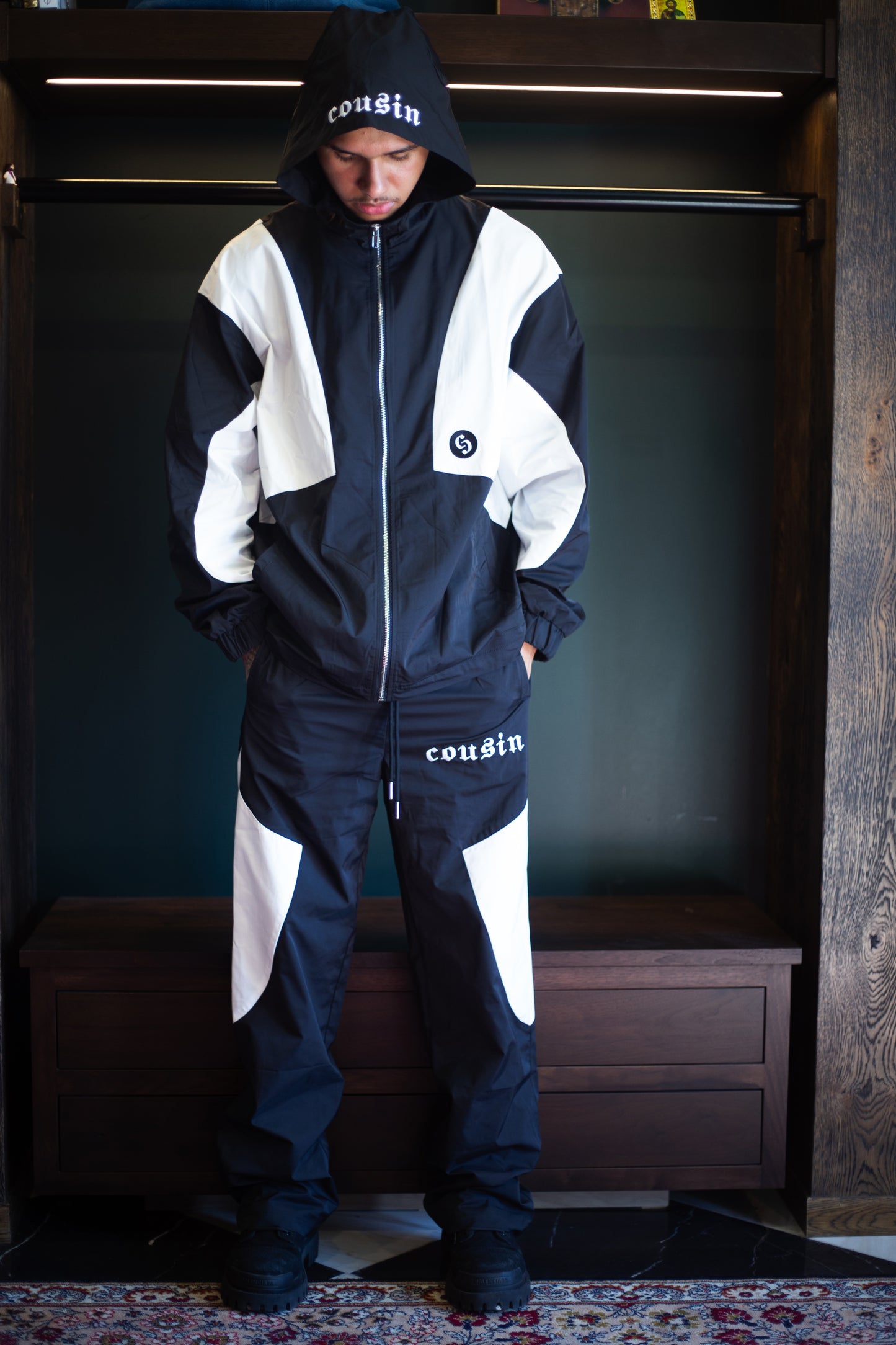 Cousin Diamond Hooded Nylon Jacket