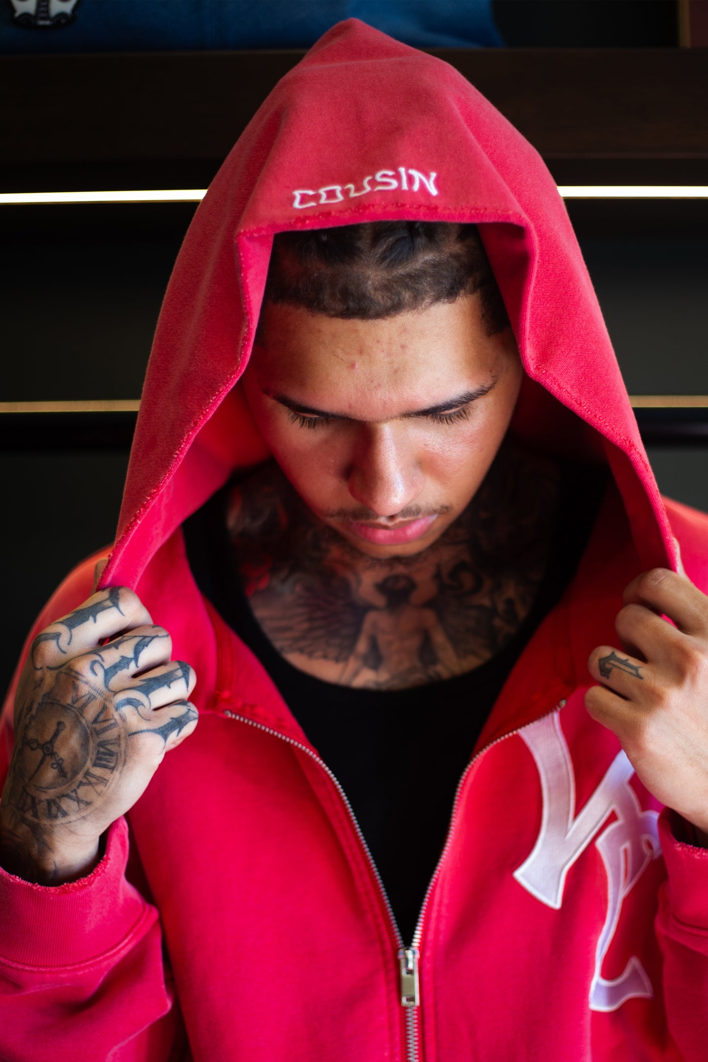 Cousin Embroidered KC Zip Up Vintage Red