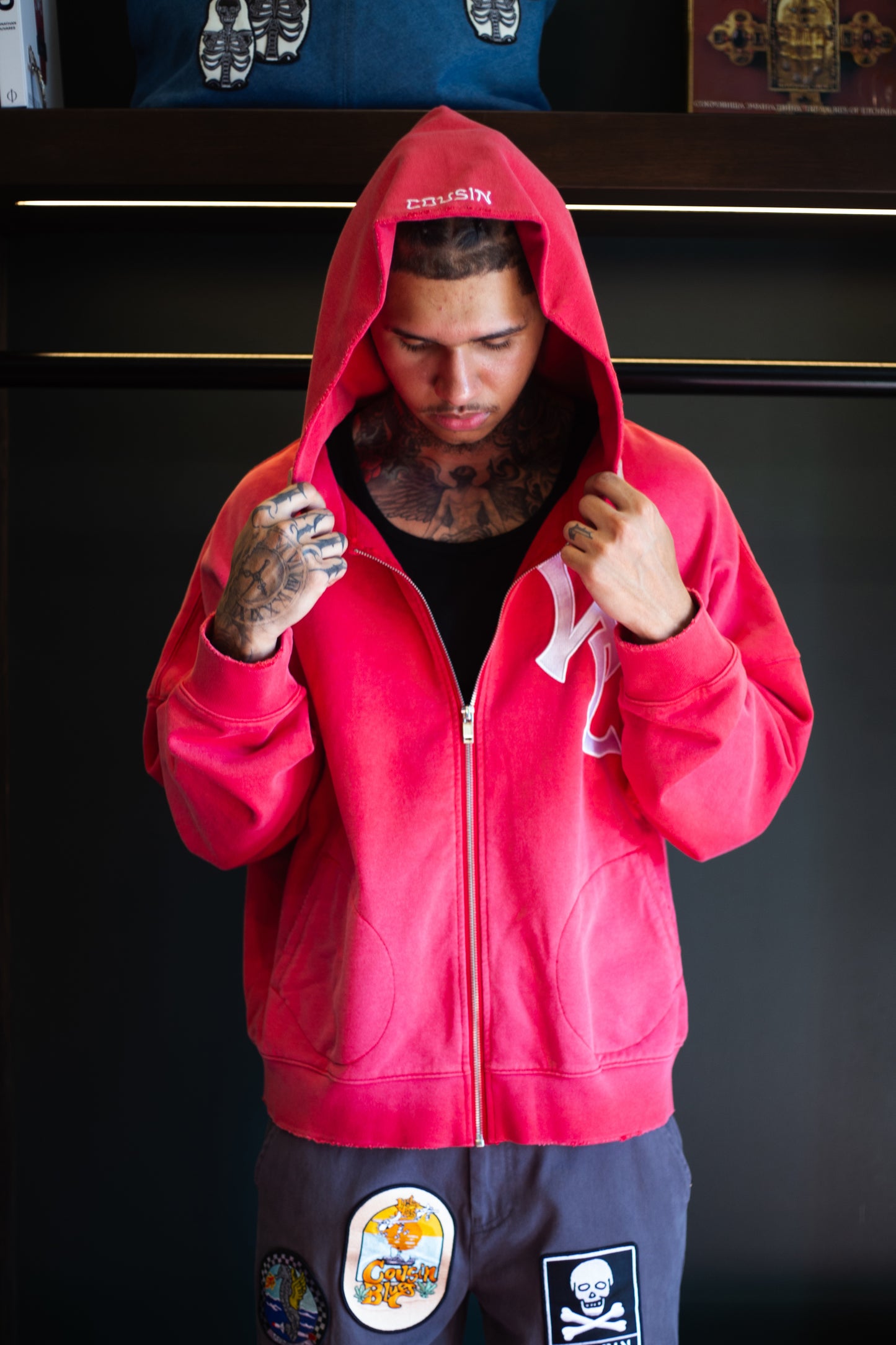 Cousin Embroidered KC Zip Up Vintage Red