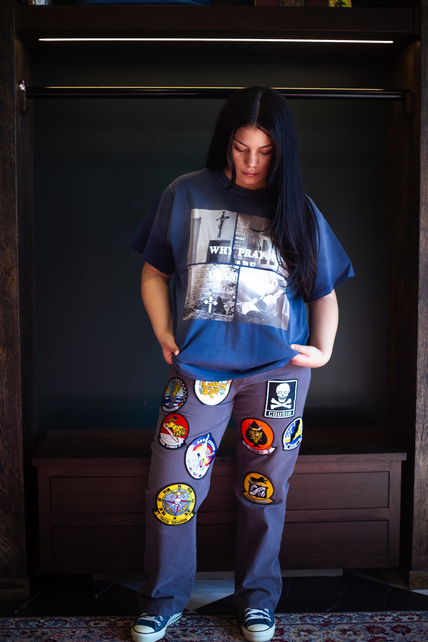 Cousin Twill Army Patchwork Cropped Mechanic Pants
