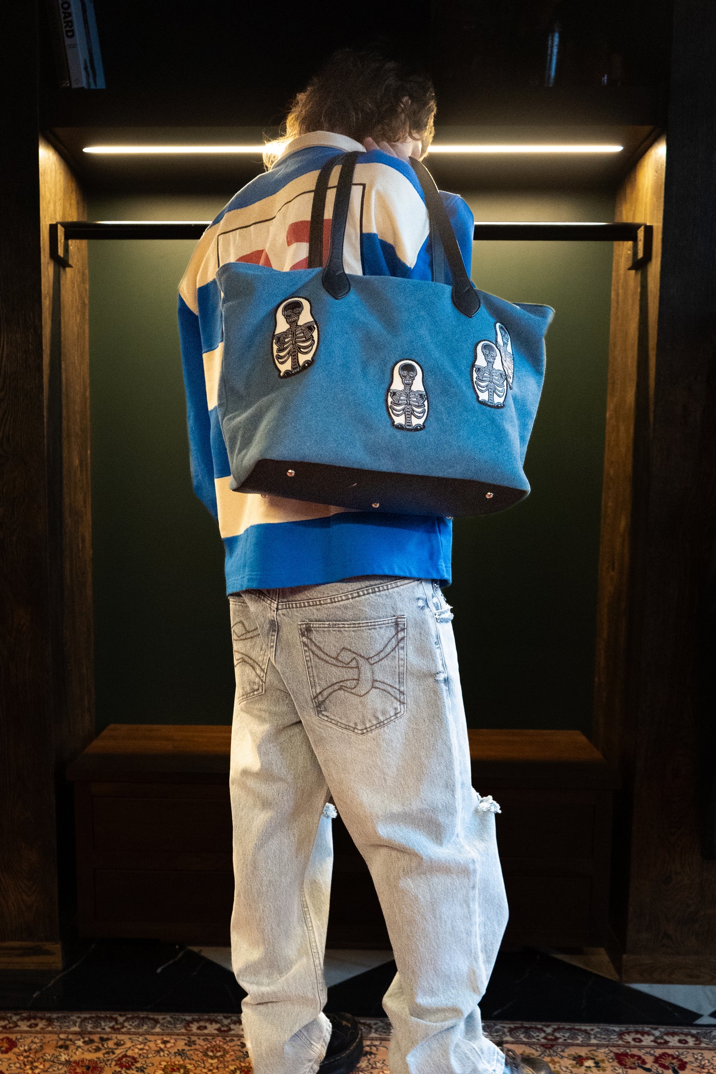 1:1 Jean Skull Patch Leather Tote