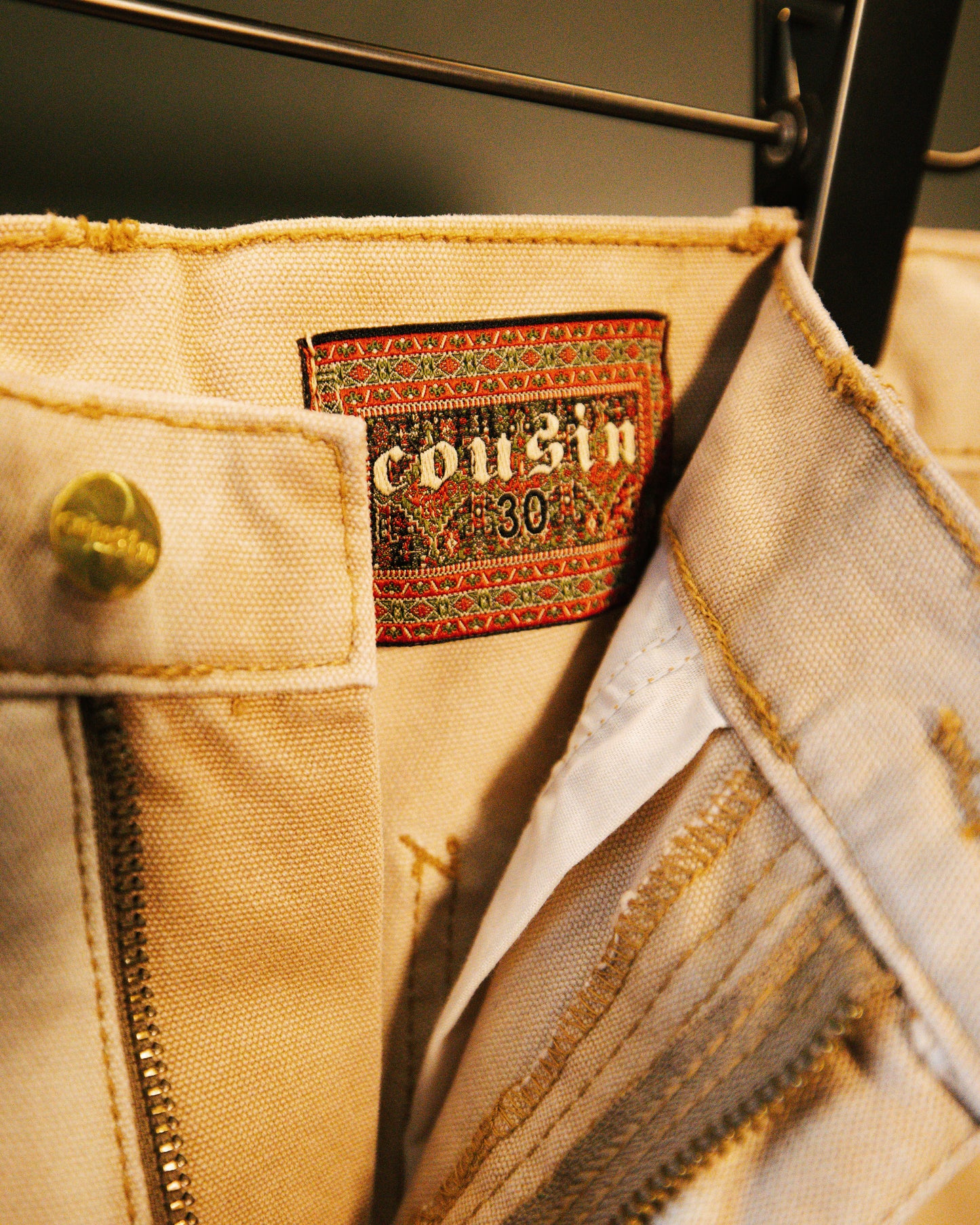 Light Khaki Distressed Carpenter Shorts