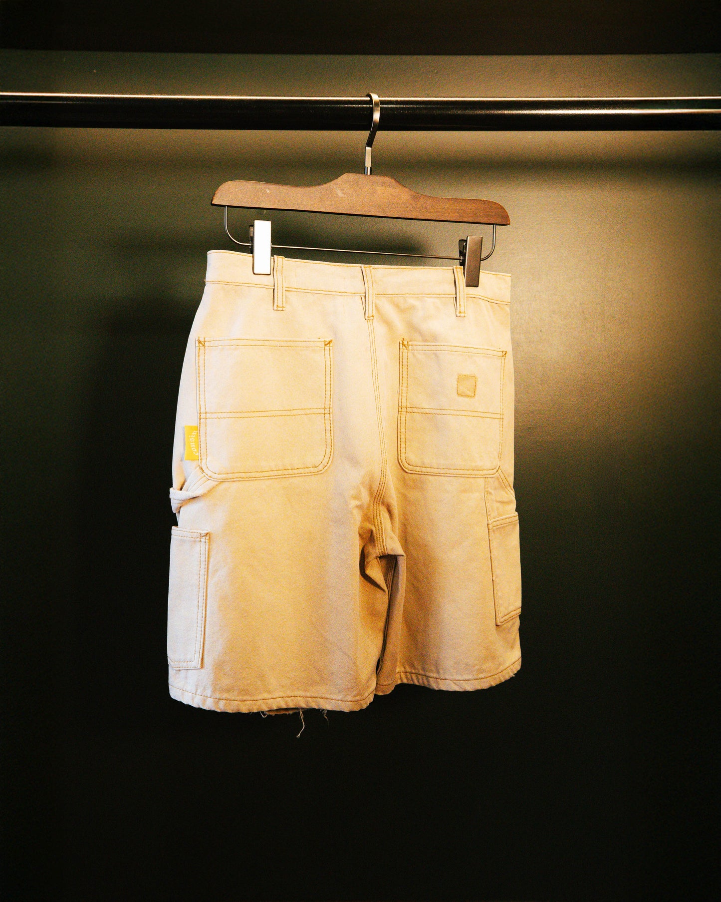 Light Khaki Distressed Carpenter Shorts