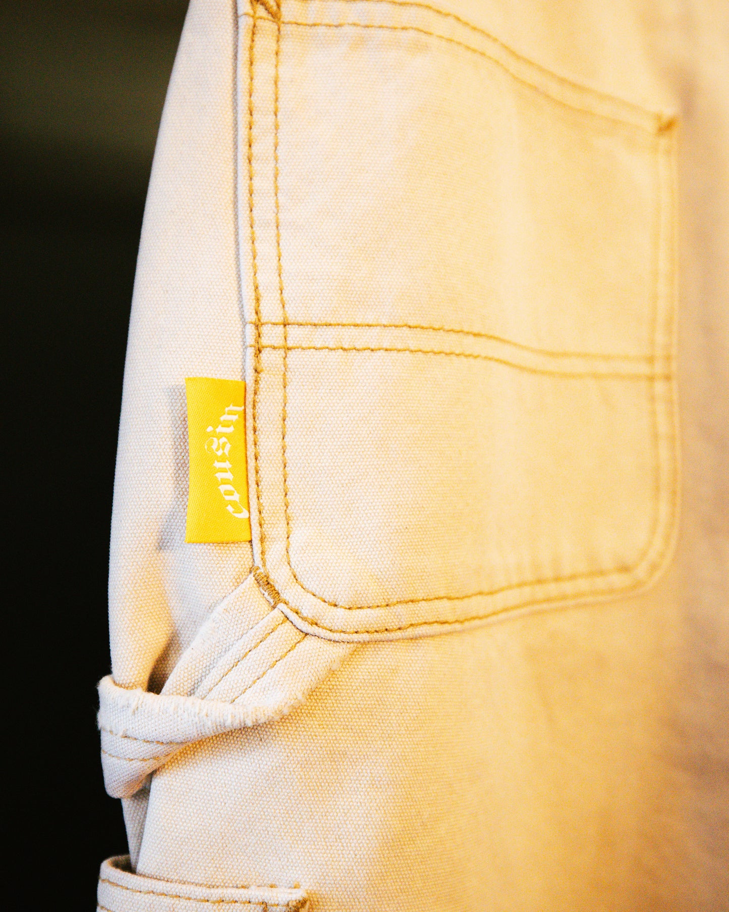 Light Khaki Distressed Carpenter Shorts